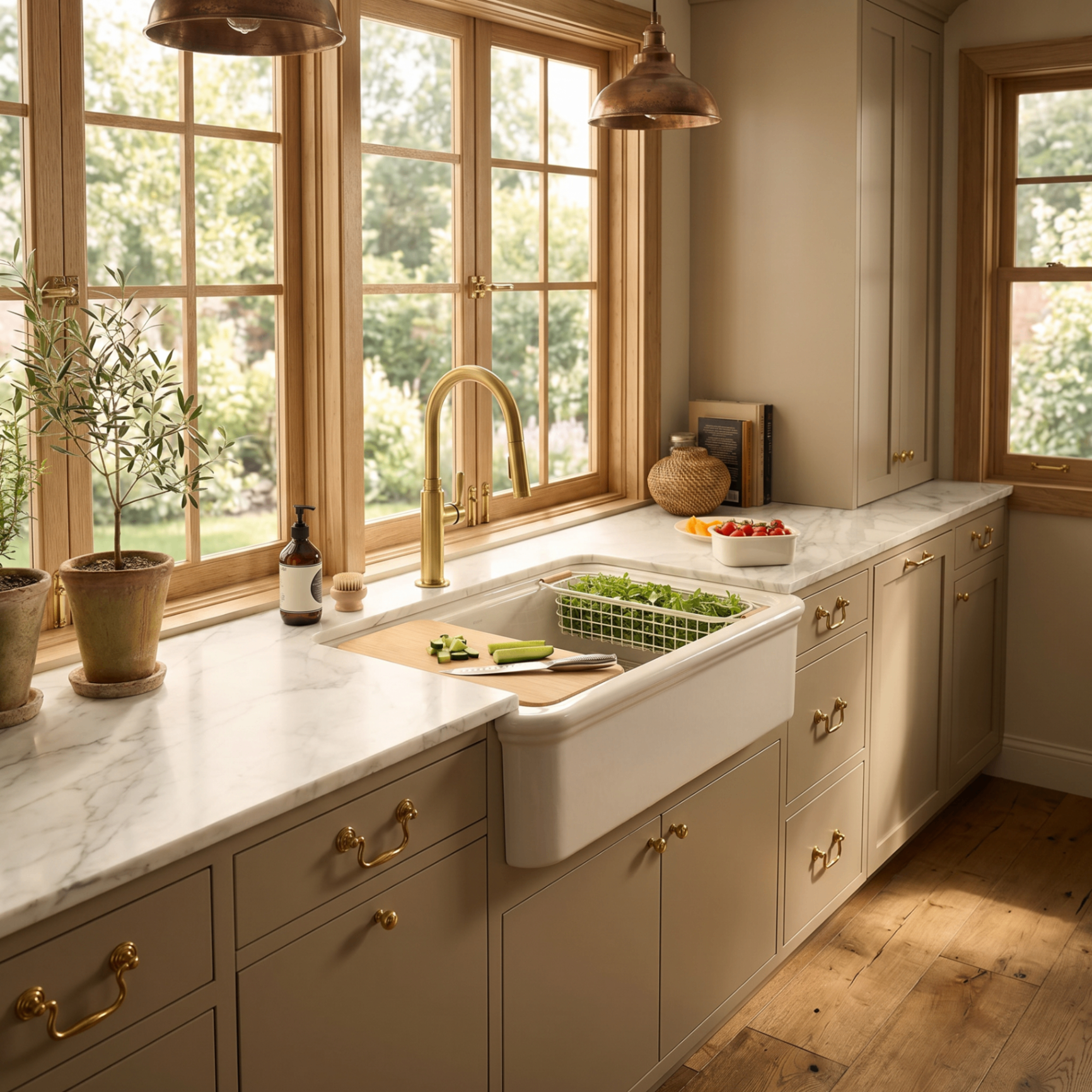 3D rendering of Kohler Audrine Farmhouse Sink, Full Scene — Kitchen