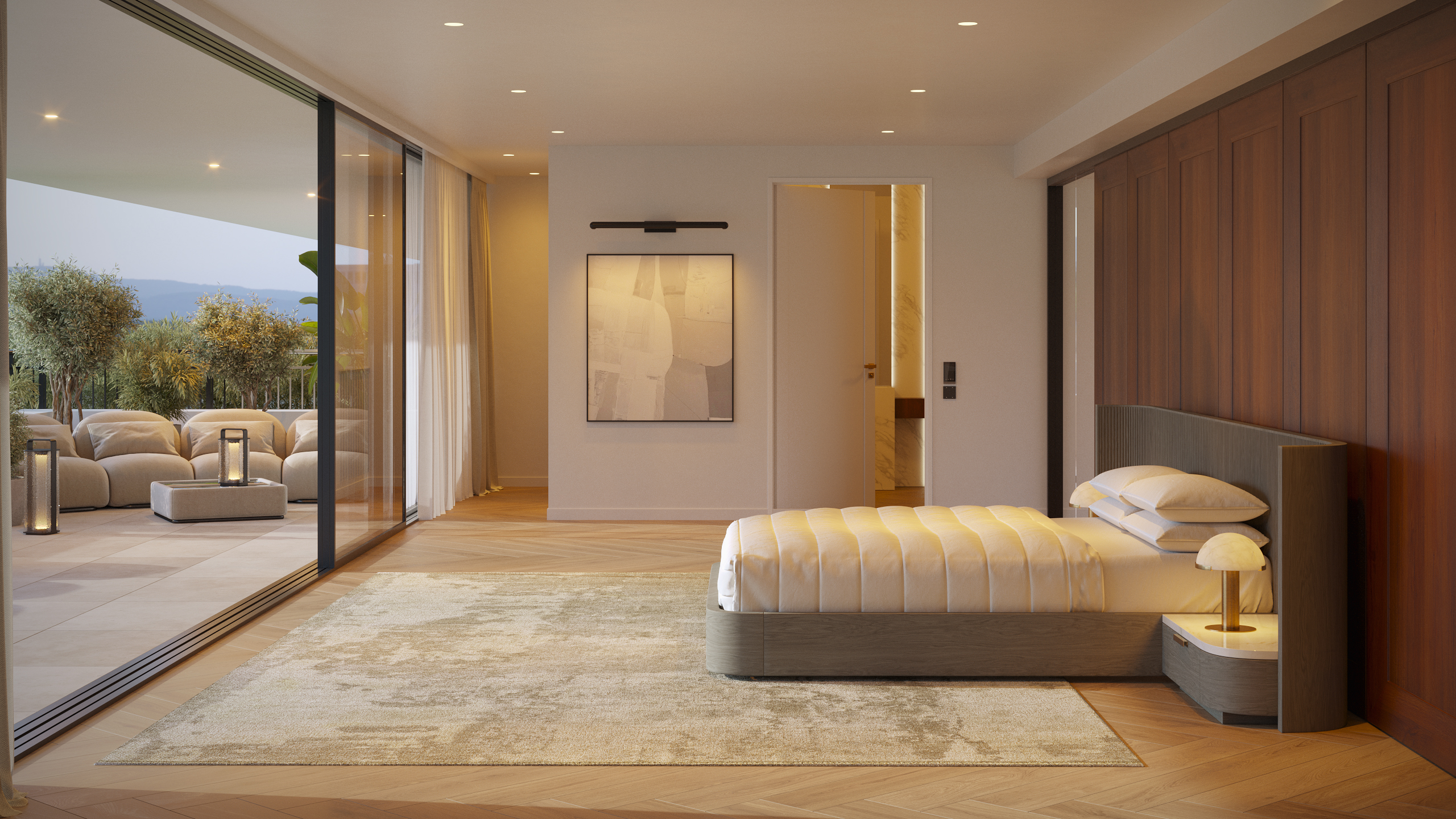 3D rendering of Visual Comfort Warm Repose — Bedroom