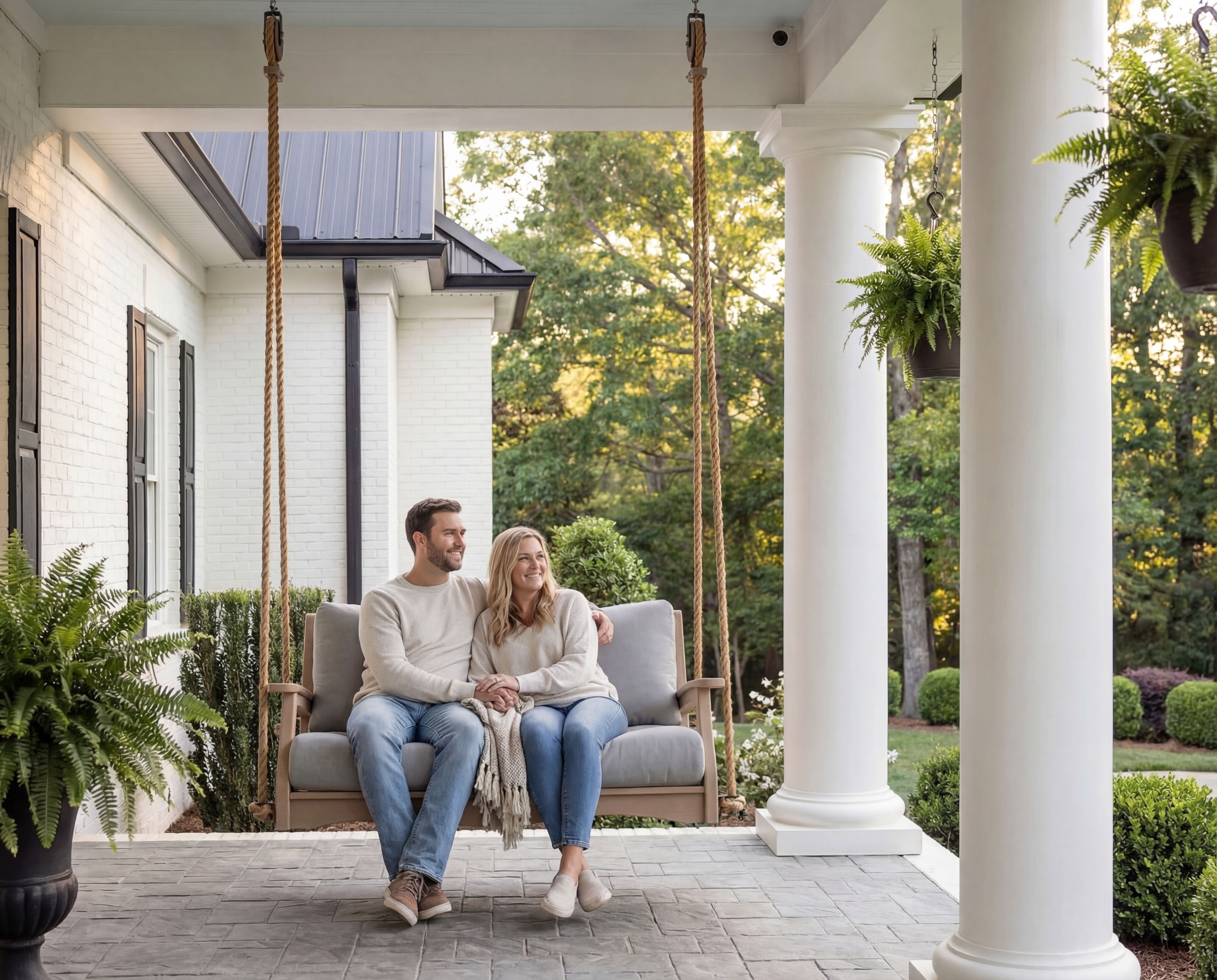 3D rendering of Berlin Gardens Classic Terrace Loveseat & Swing, Lifestyle — Outdoor Lifestyle