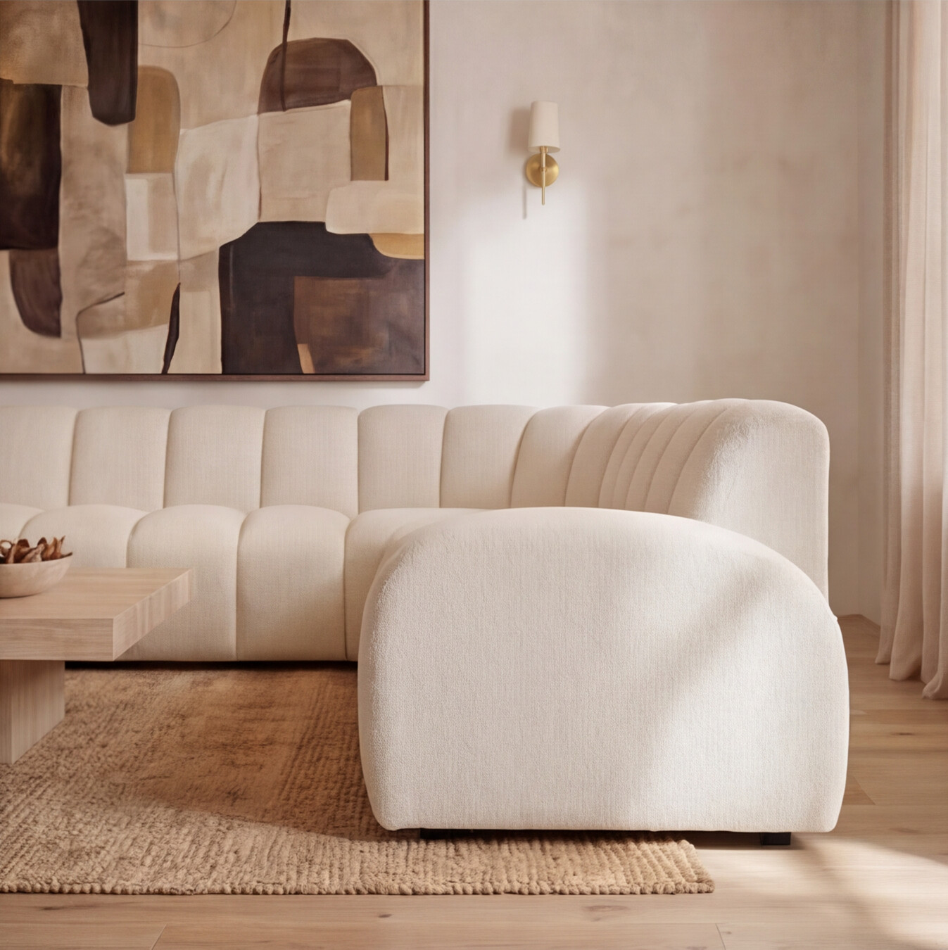 3D rendering of Williams Sonoma Cypress Corner Sofa, Close-Up — Living Room