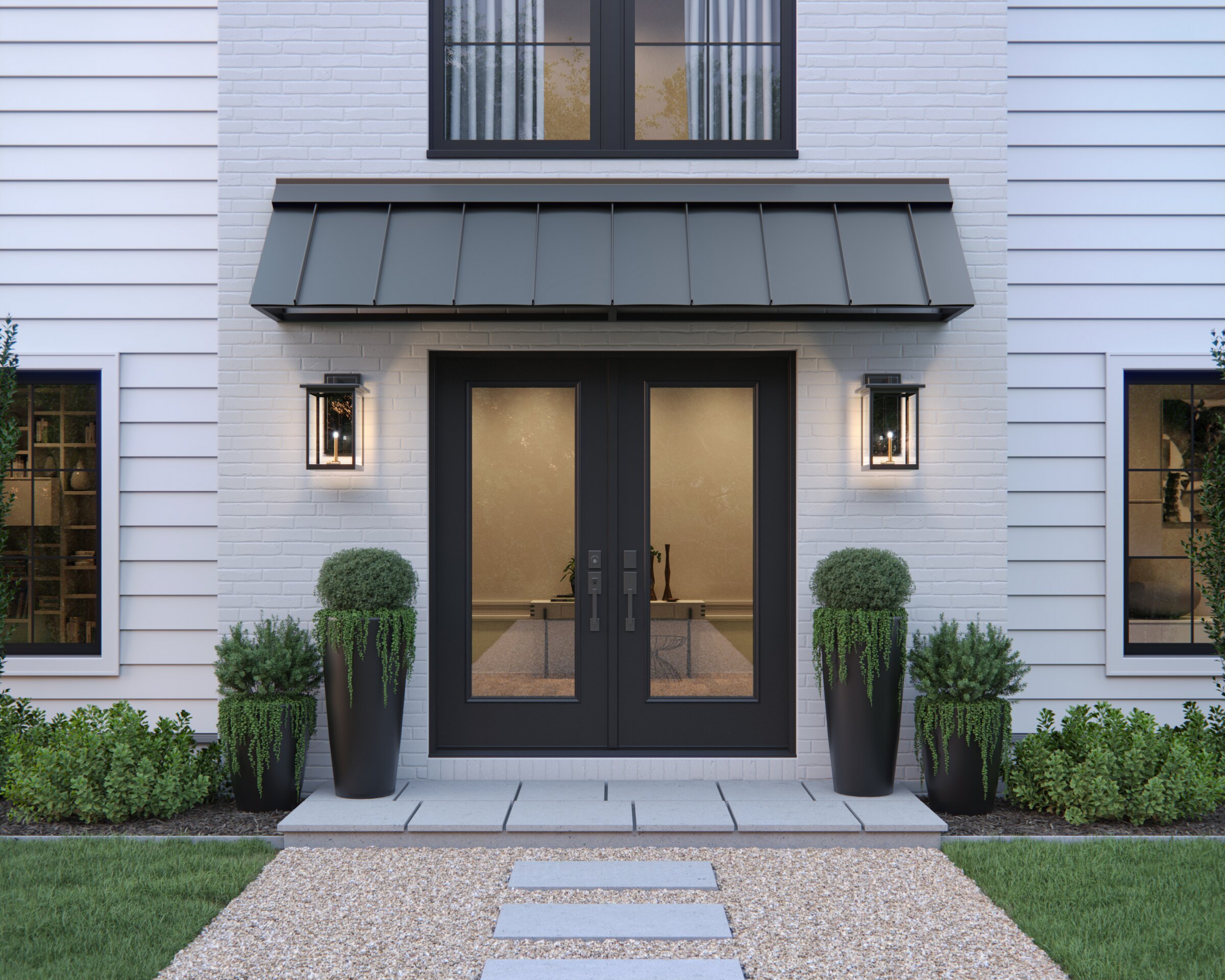3D rendering of Jeld-Wen Jeld-Wen Black Entry Door, Modern Farmhouse — Architecture