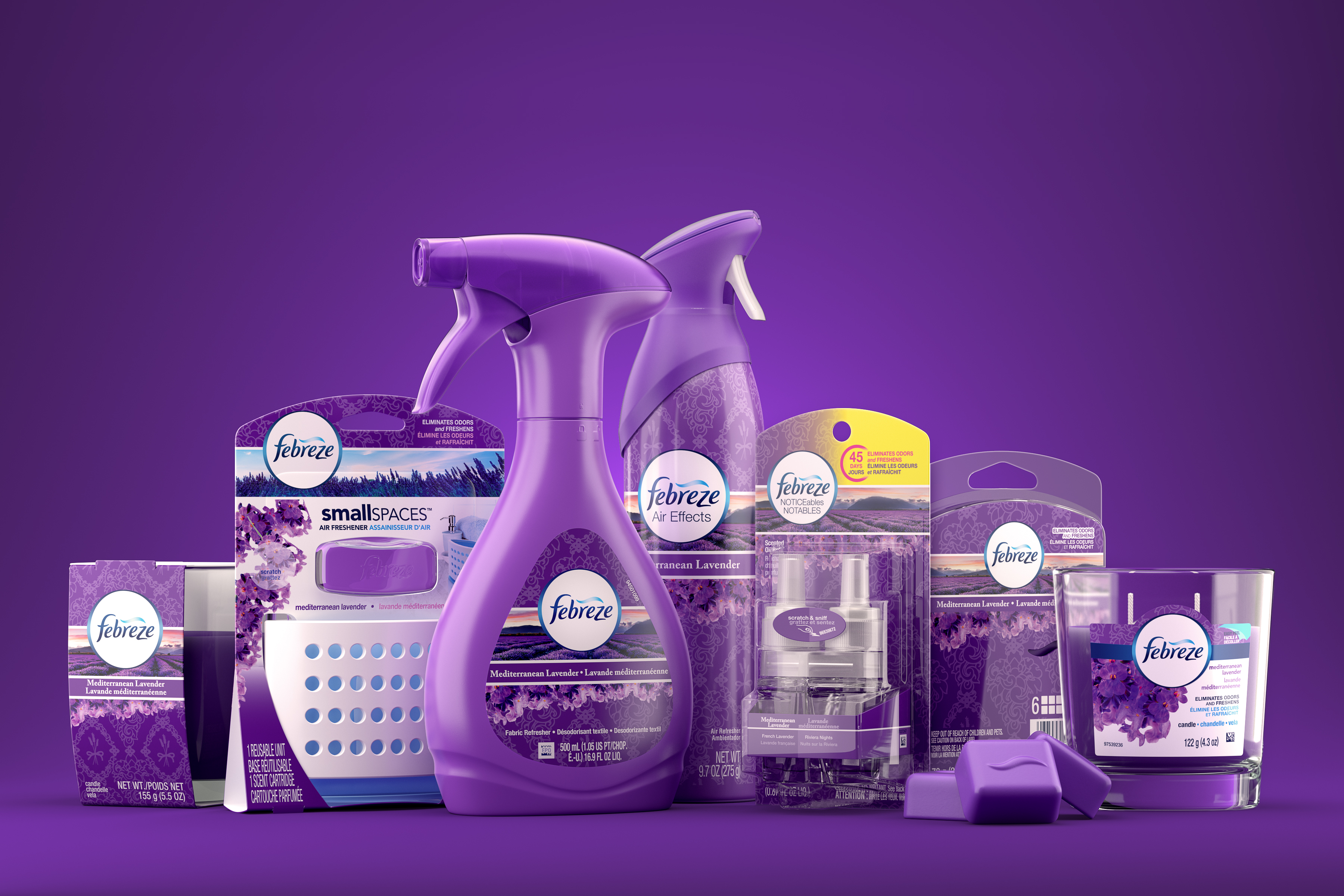3D rendering of P&G Febreze Group Shot — Product Group