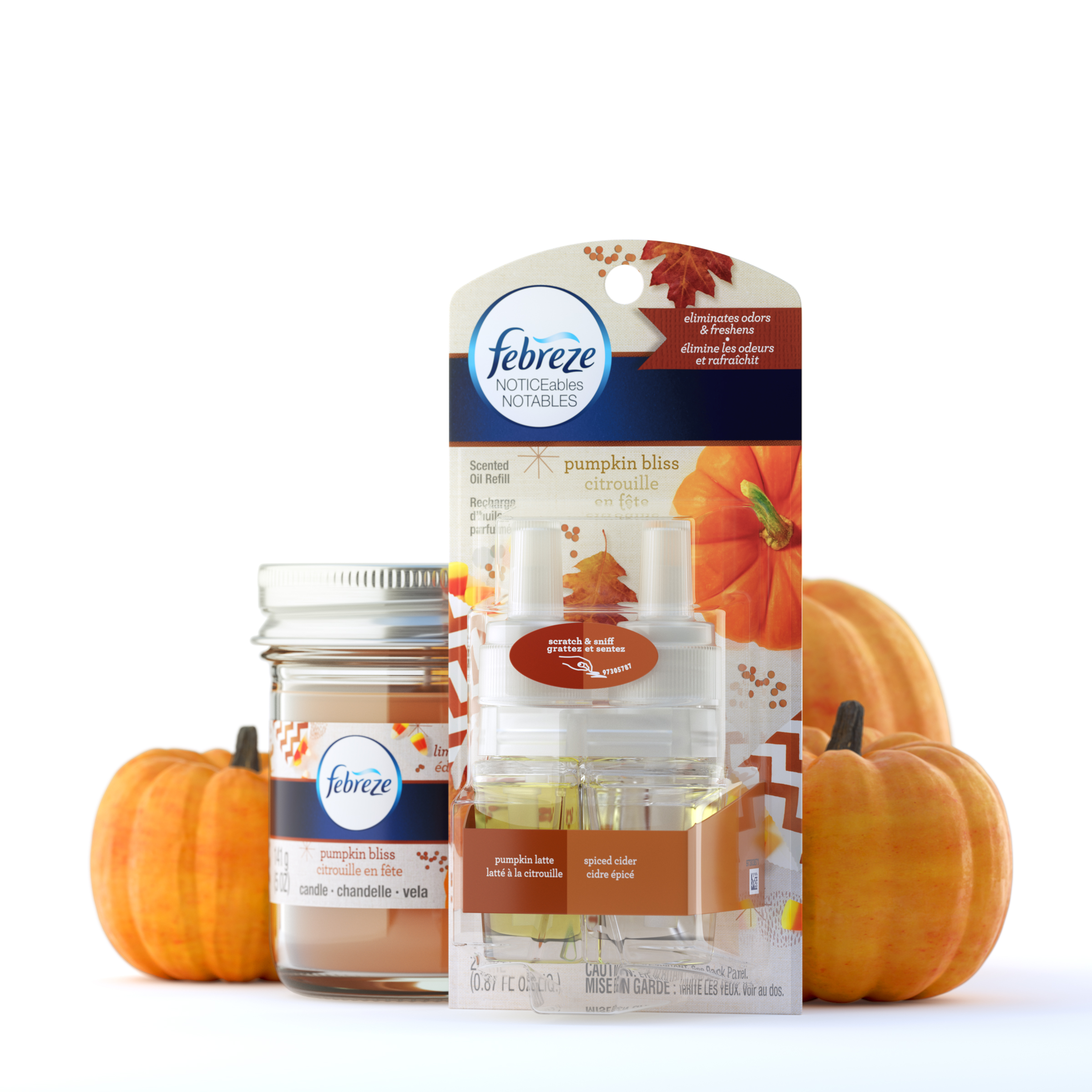 3D rendering of P&G Febreze Pumpkin Collection — Product Group