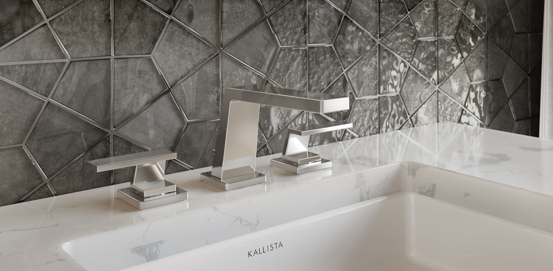 3D rendering of Kohler Kallista Klyne Faucet, Close-Up — Bathroom