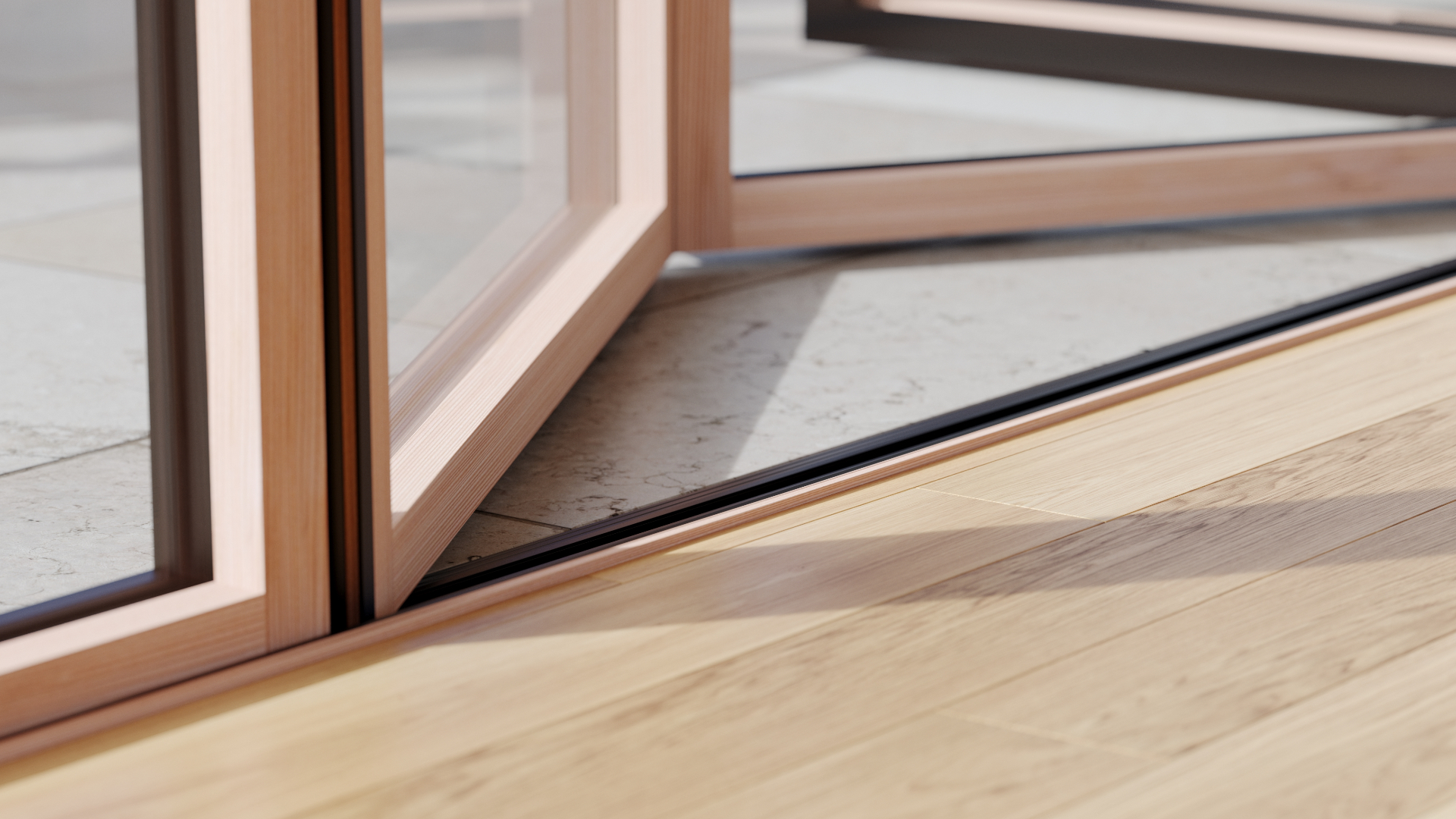 3D rendering of Jeld-Wen LaCantina Folding Door, Sill Detail — Architecture