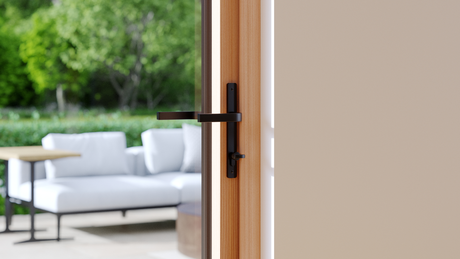 3D rendering of Jeld-Wen LaCantina Door Handle Detail — Architecture