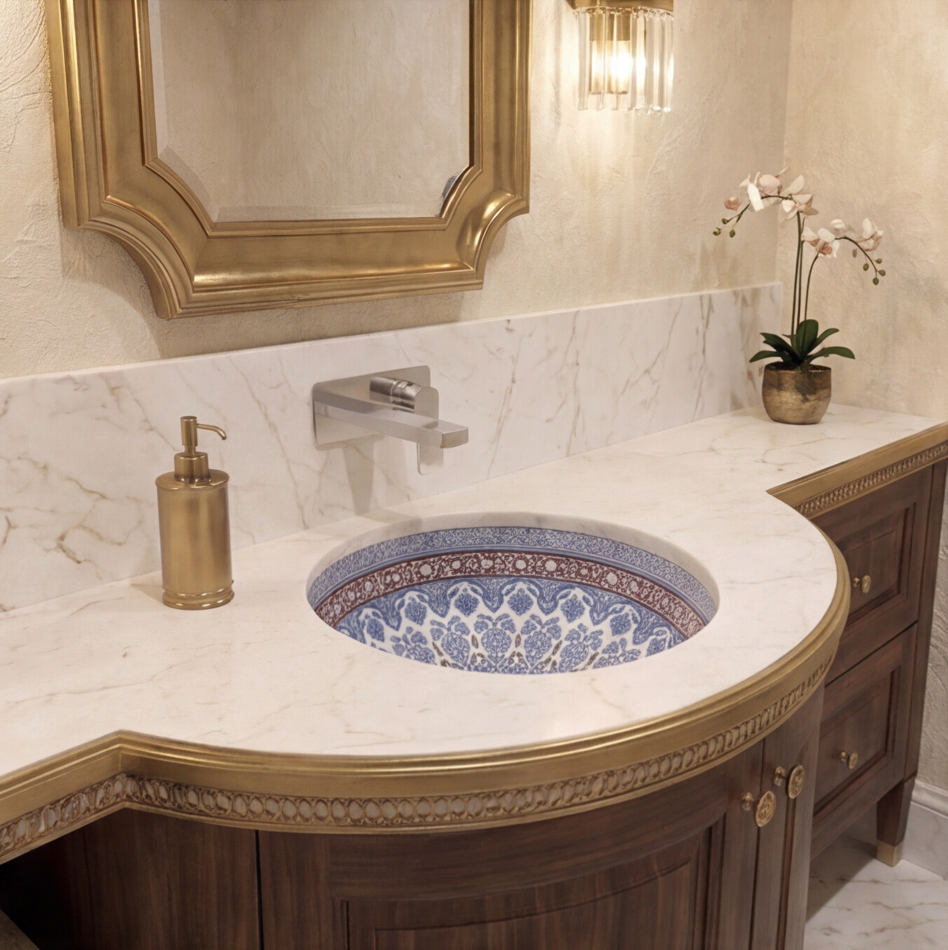 3D rendering of Kohler Marrakesh Camber Vanity, Full Scene — Bathroom
