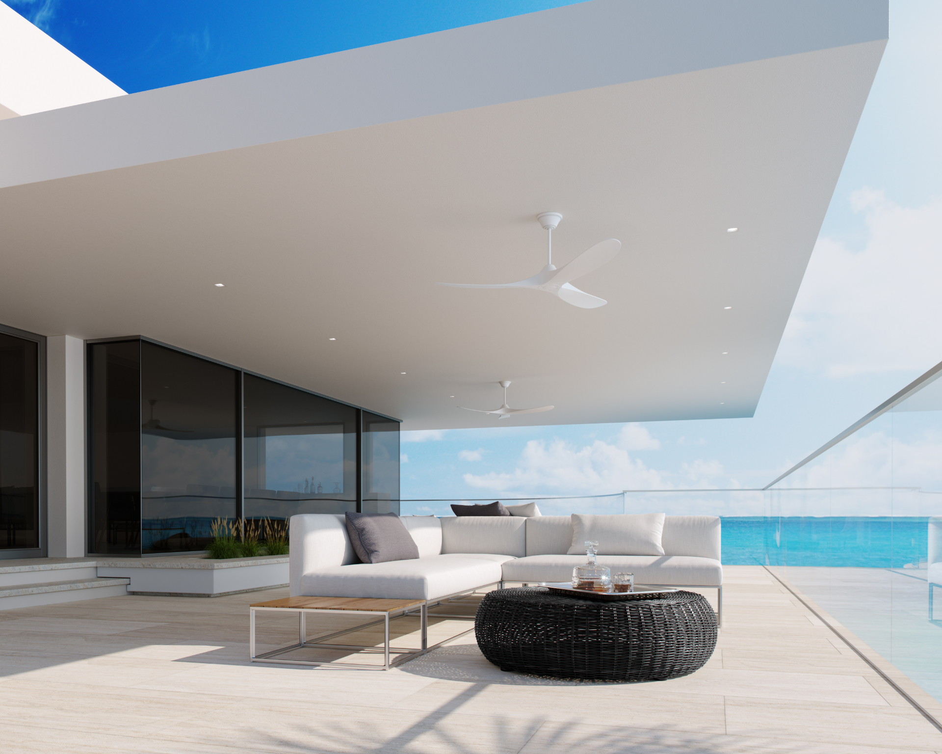 3D rendering of Visual Comfort Maverick Outdoor Fan, Infinity Terrace — Exterior