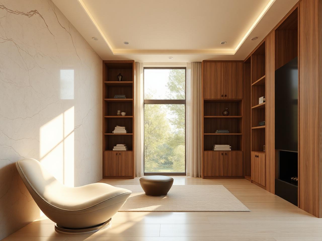 3D rendering of Arhaus Oak & Travertine — Living Room