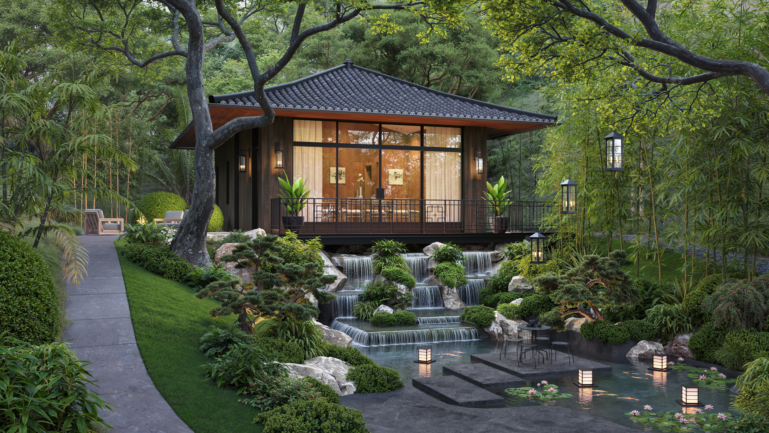 Architectural 3D rendering — Stone Canyon Guest M